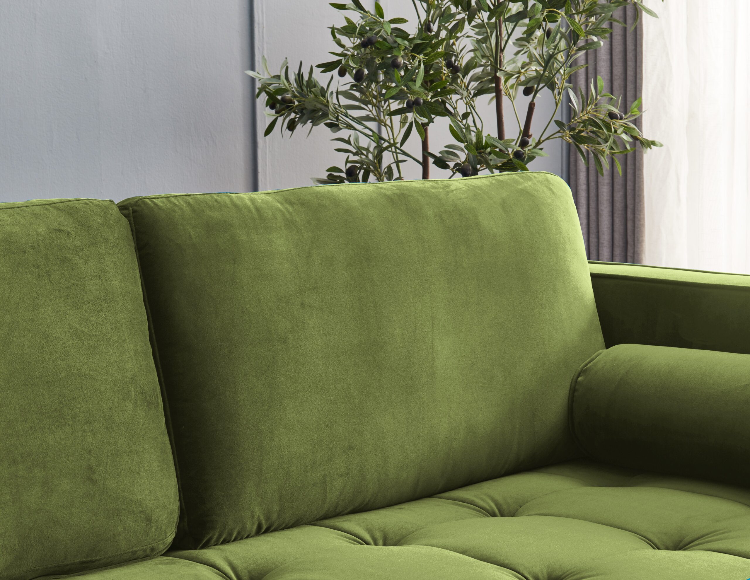 Scott Large 2 Seater Sofa In Olive Green Plush Velvet - SofaStore Direct