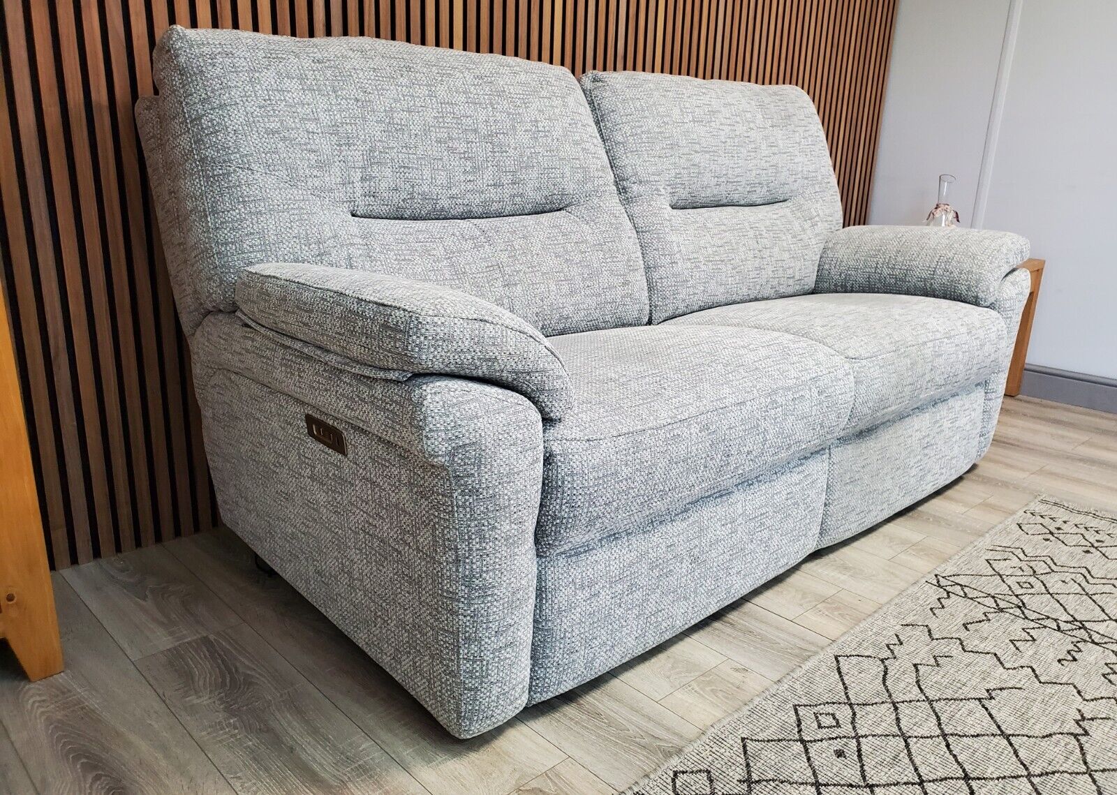 G PLAN SEATTLE POWER RECLINING 3 SEATER SOFA IN REMCO GREY FABRIC ...