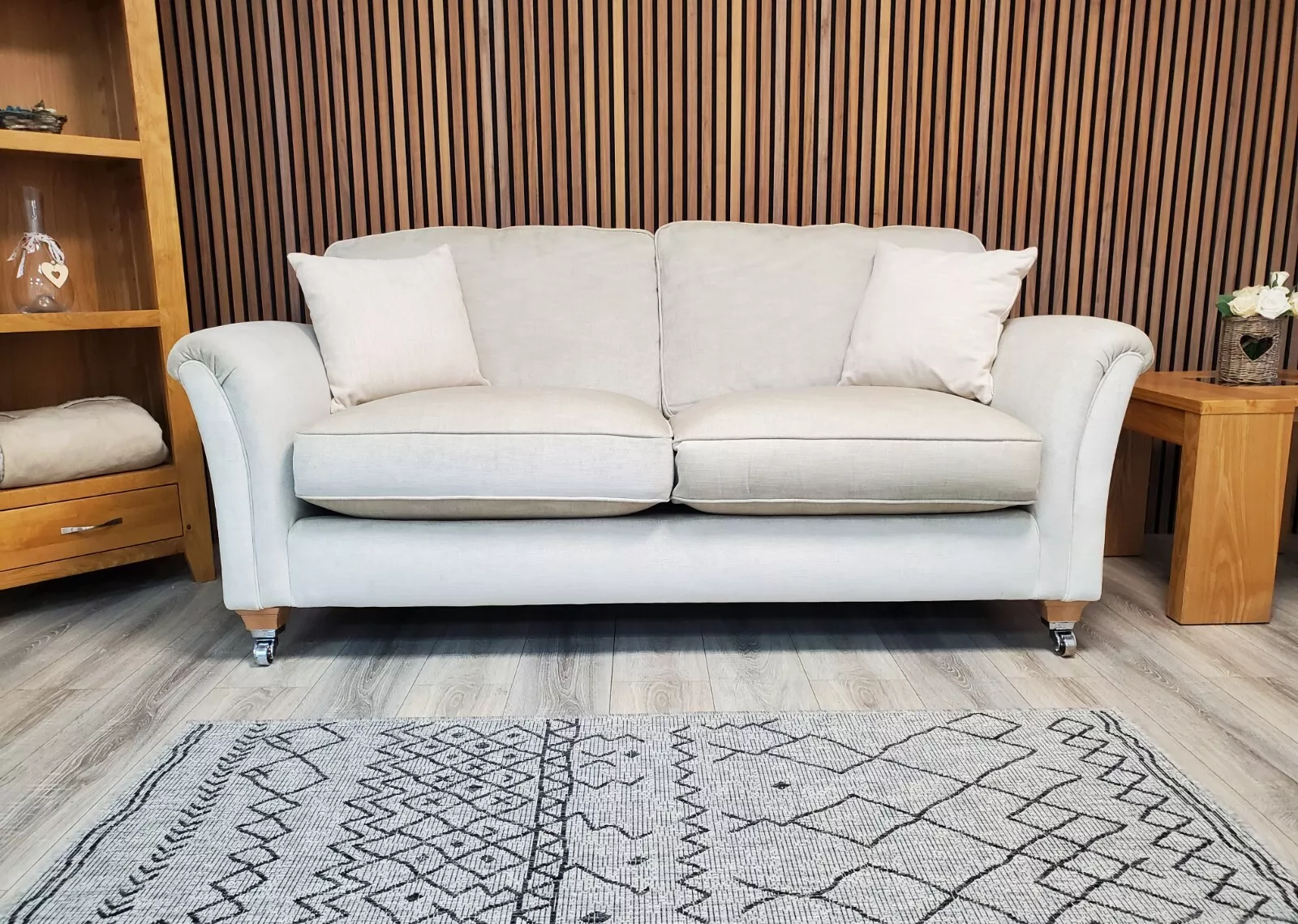 PARKER KNOLL DEVONSHIRE LARGE 2 SEATER FIXED FABRIC SOFA ON CASTORS SofaStore Direct