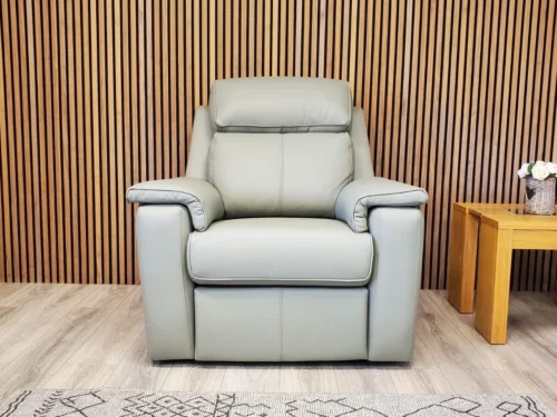 G PLAN 'ELLIS' LEATHER ARMCHAIR WITH TRIPLE POWER RECLINERS IN CAMBRIDGE OLIVE