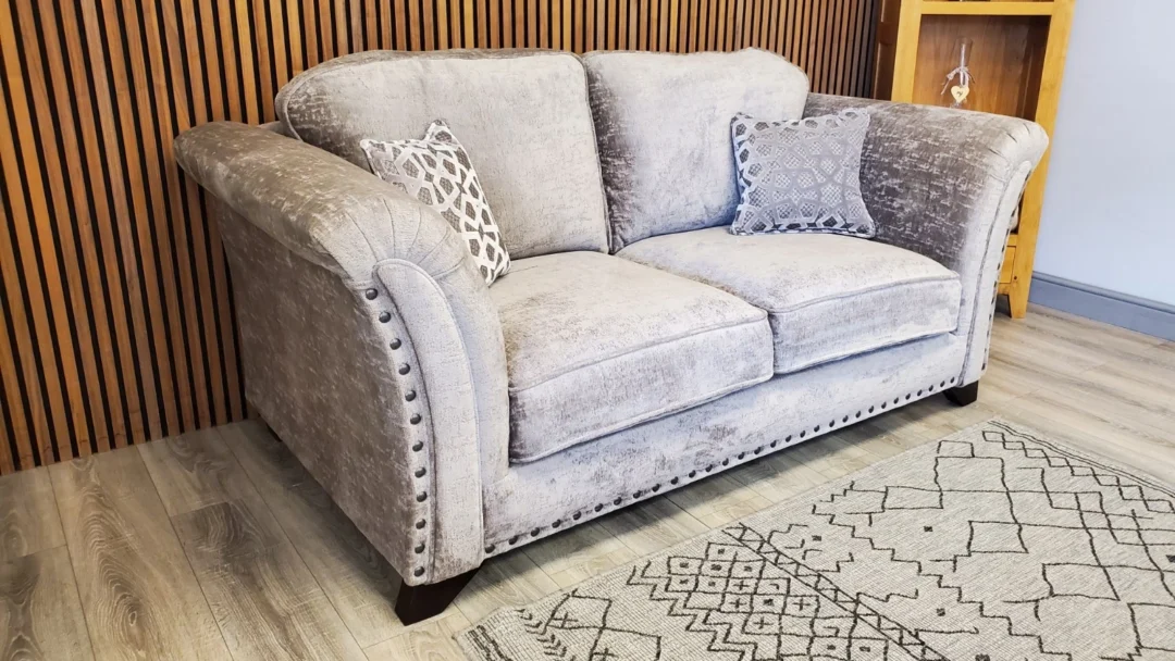 HOLLY PRESTSBURY 'VESPER' 2 SEATER SOFA WITH STUD DETAILING IN TRUFFLE FABRIC - Image 2