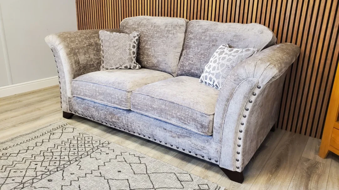 HOLLY PRESTSBURY 'VESPER' 2 SEATER SOFA WITH STUD DETAILING IN TRUFFLE FABRIC - Image 3