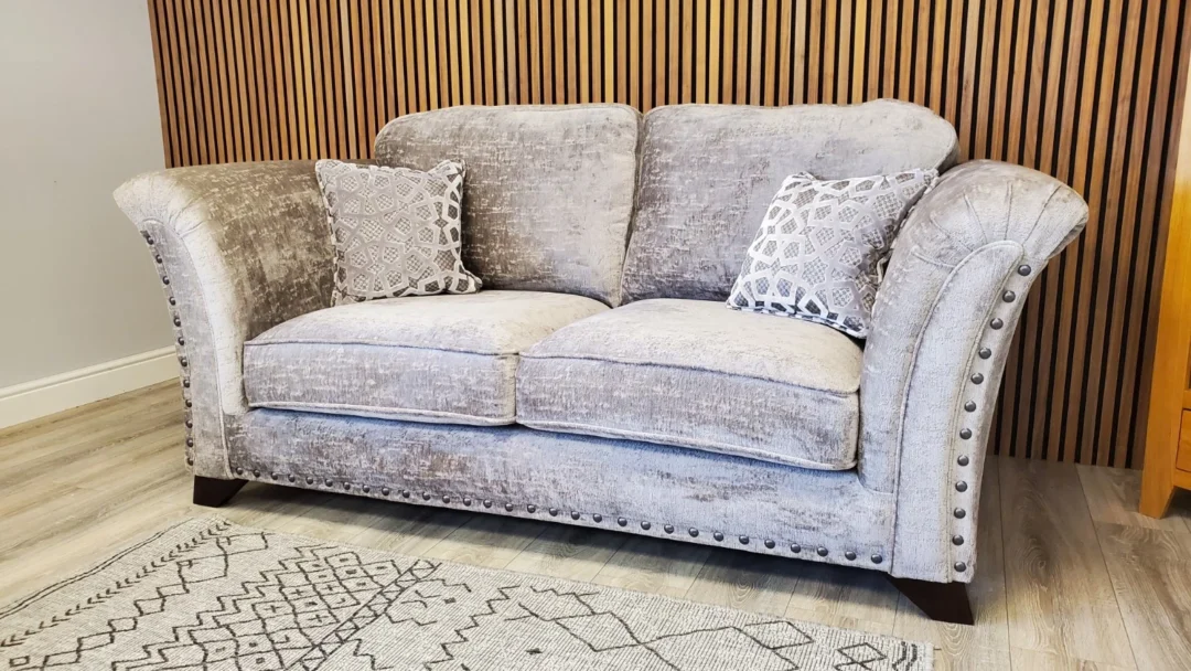 HOLLY PRESTSBURY 'VESPER' 2 SEATER SOFA WITH STUD DETAILING IN TRUFFLE FABRIC - Image 7