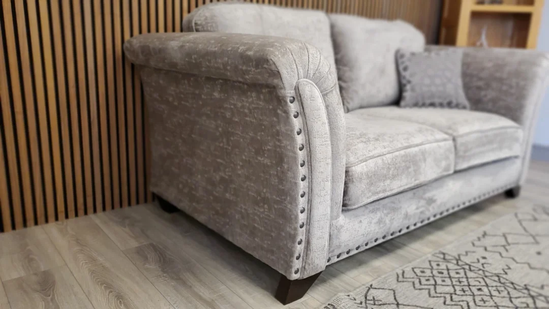 HOLLY PRESTSBURY 'VESPER' 2 SEATER SOFA WITH STUD DETAILING IN TRUFFLE FABRIC - Image 10