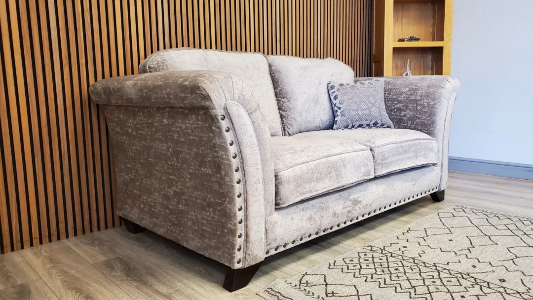 HOLLY PRESTSBURY 'VESPER' 2 SEATER SOFA WITH STUD DETAILING IN TRUFFLE FABRIC - Image 12