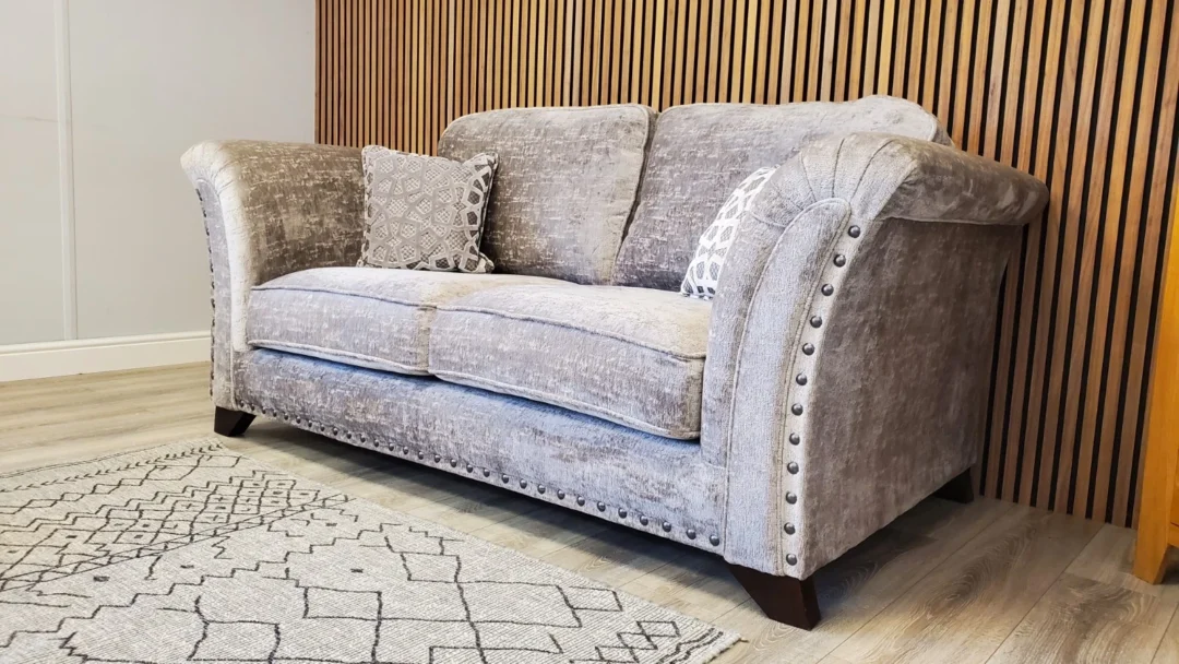 HOLLY PRESTSBURY 'VESPER' 2 SEATER SOFA WITH STUD DETAILING IN TRUFFLE FABRIC - Image 14
