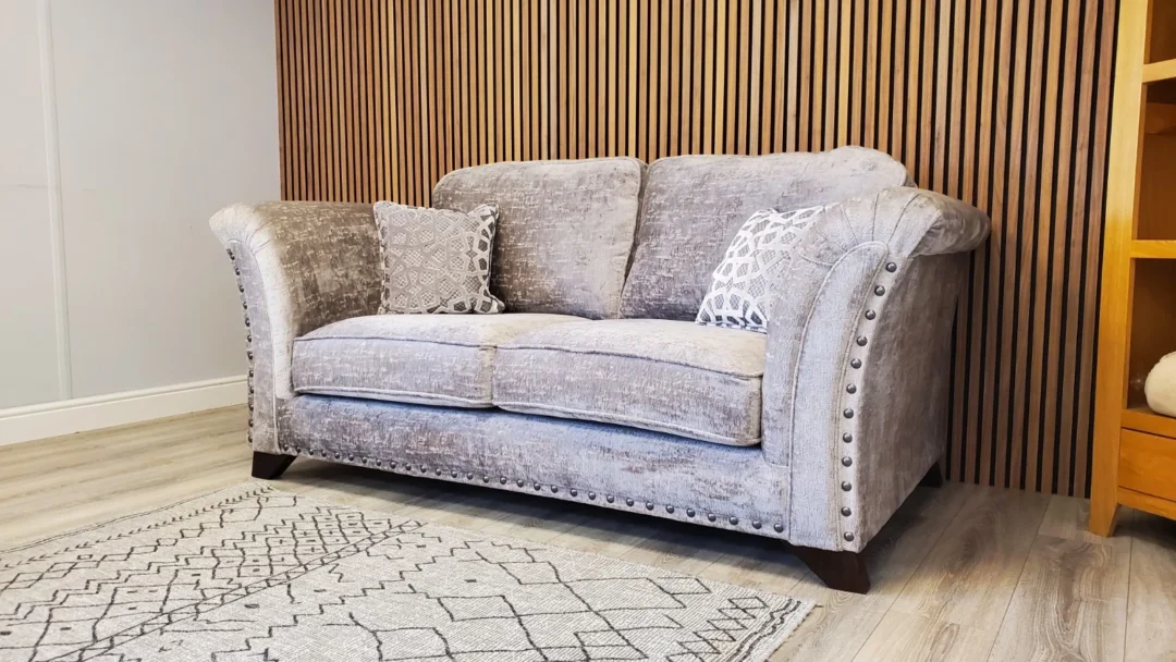 HOLLY PRESTSBURY 'VESPER' 2 SEATER SOFA WITH STUD DETAILING IN TRUFFLE FABRIC - Image 4