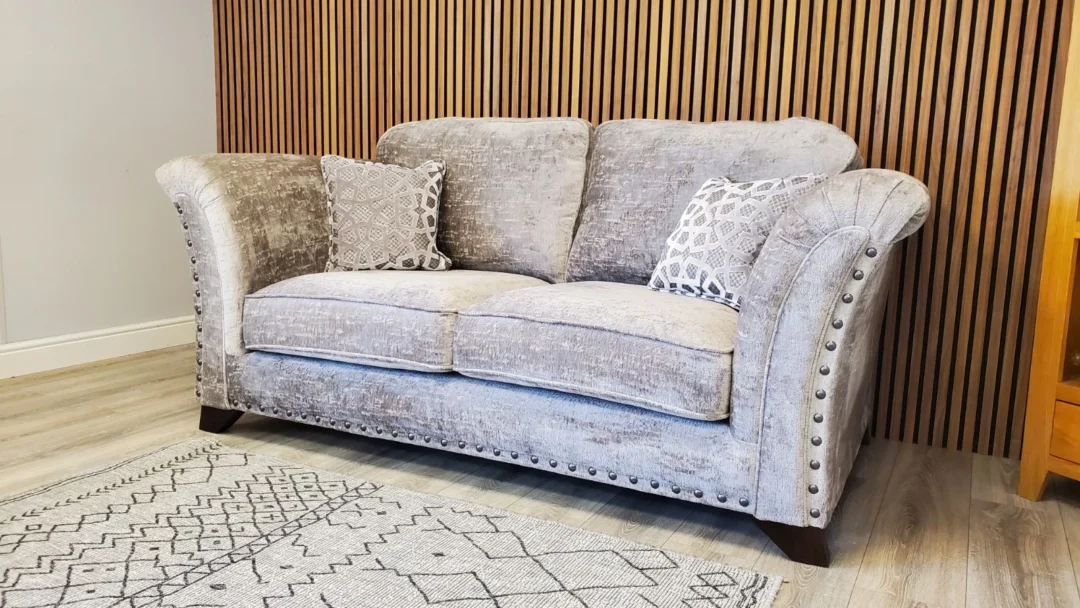 HOLLY PRESTSBURY 'VESPER' 2 SEATER SOFA WITH STUD DETAILING IN TRUFFLE FABRIC - Image 5