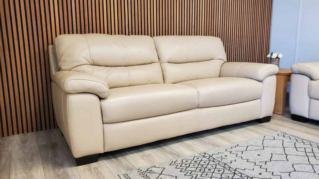 FURNITURE VILLAGE 'HETTY' 3 SEATER & 2 SEATER LEATHER SOFA SET - Image 13