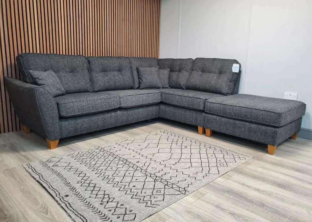 'ASHLEY' 4 SEATER CHAISE CORNER SOFA WITH FOOTSTOOL IN CHARCOAL FABRIC RRP £2398 - Image 7