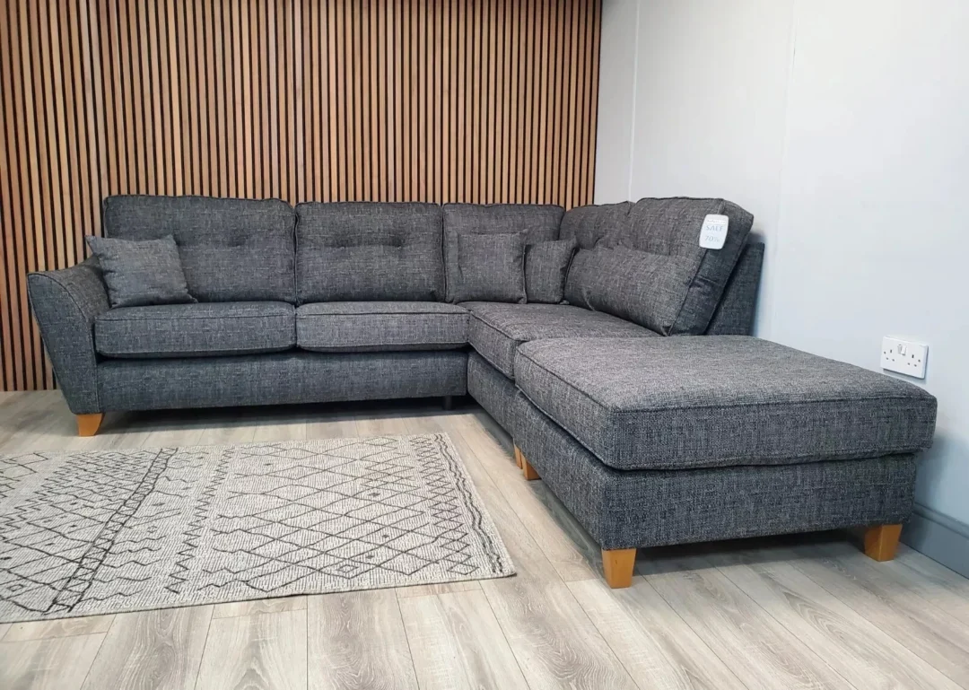 'ASHLEY' 4 SEATER CHAISE CORNER SOFA WITH FOOTSTOOL IN CHARCOAL FABRIC RRP £2398 - Image 6
