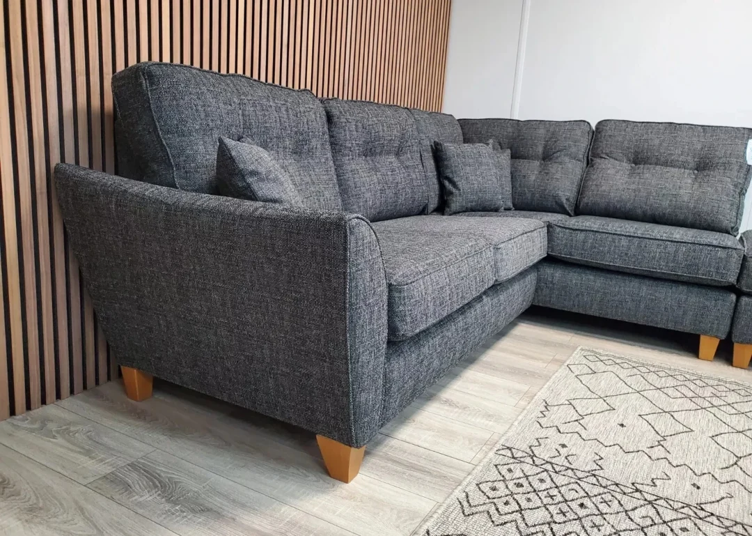 'ASHLEY' 4 SEATER CHAISE CORNER SOFA WITH FOOTSTOOL IN CHARCOAL FABRIC RRP £2398 - Image 11