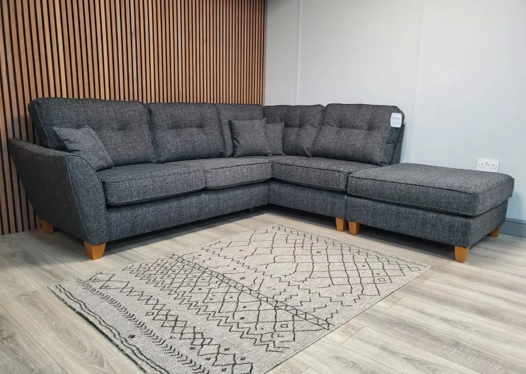 'ASHLEY' 4 SEATER CHAISE CORNER SOFA WITH FOOTSTOOL IN CHARCOAL FABRIC RRP £2398 - Image 13