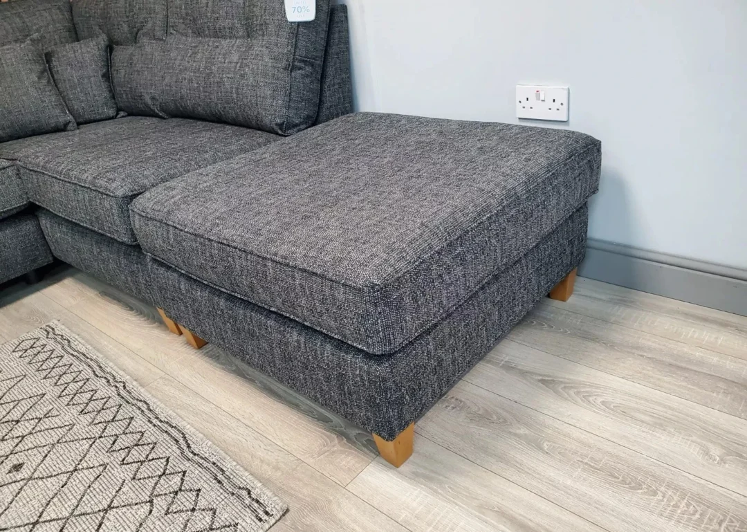 'ASHLEY' 4 SEATER CHAISE CORNER SOFA WITH FOOTSTOOL IN CHARCOAL FABRIC RRP £2398 - Image 14