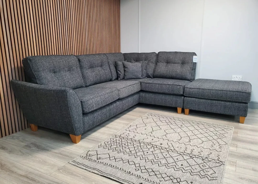 'ASHLEY' 4 SEATER CHAISE CORNER SOFA WITH FOOTSTOOL IN CHARCOAL FABRIC RRP £2398 - Image 5