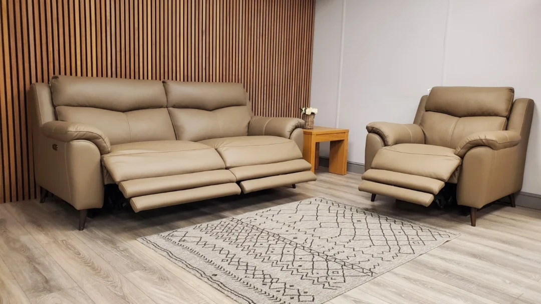 EX BARKER & STONEHOUSE CAMEROON 3 SEATER SOFA & CHAIR WITH POWER RECLINERS - Image 13