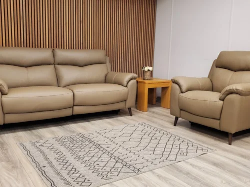 EX BARKER & STONEHOUSE CAMEROON 3 SEATER SOFA & CHAIR WITH POWER RECLINERS