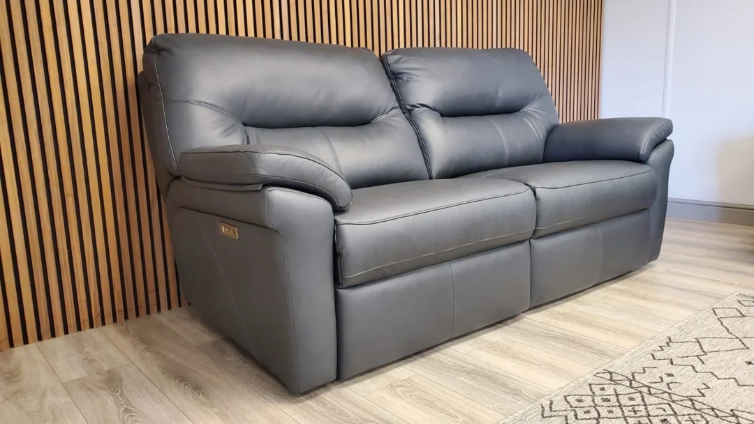 G PLAN SEATTLE 3 SEATER LEATHER SOFA WITH ELECTRIC RECLINERS & LUMBAR & 2 SEATER - Image 19