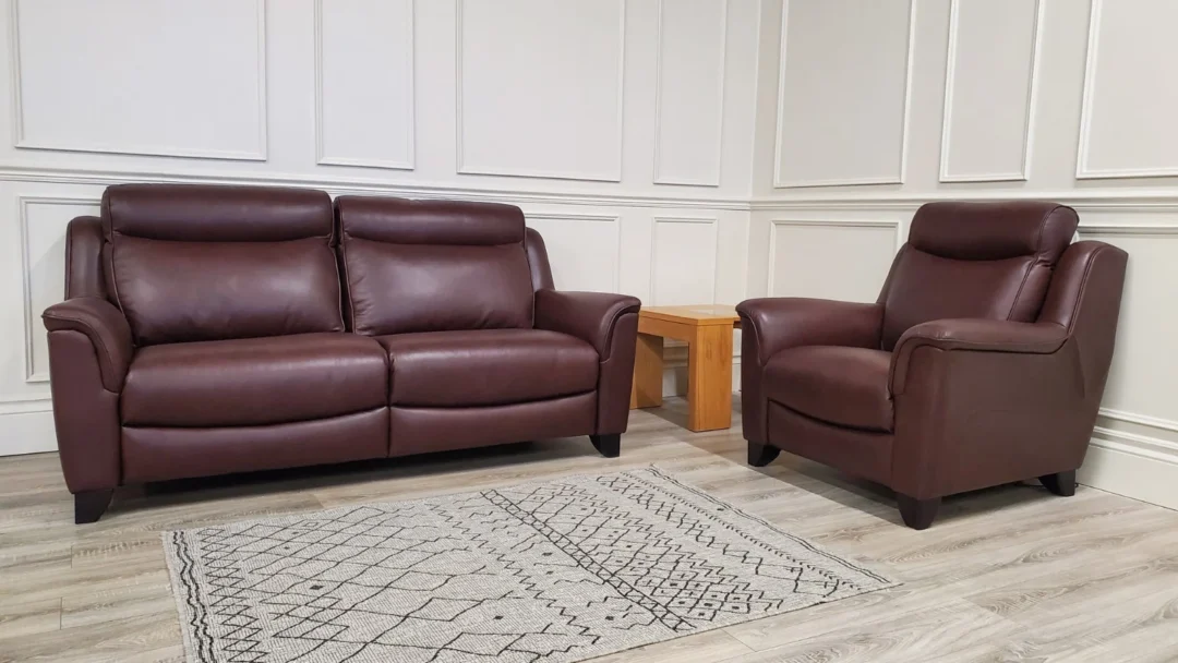 PARKER KNOLL MANHATTAN 3 SEATER LEATHER SOFA & ARMCHAIR