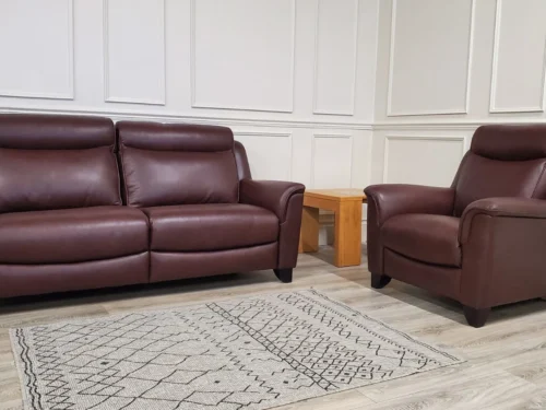 PARKER KNOLL MANHATTAN 3 SEATER LEATHER SOFA & ARMCHAIR