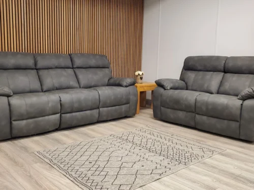 FURNITURE VILLAGE MORENO 3 SEATER WITH POWER RECLINERS & DOUBLE POWER 2 SEATER